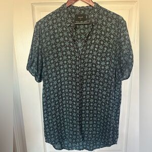 Rollas button up in forest green pattern